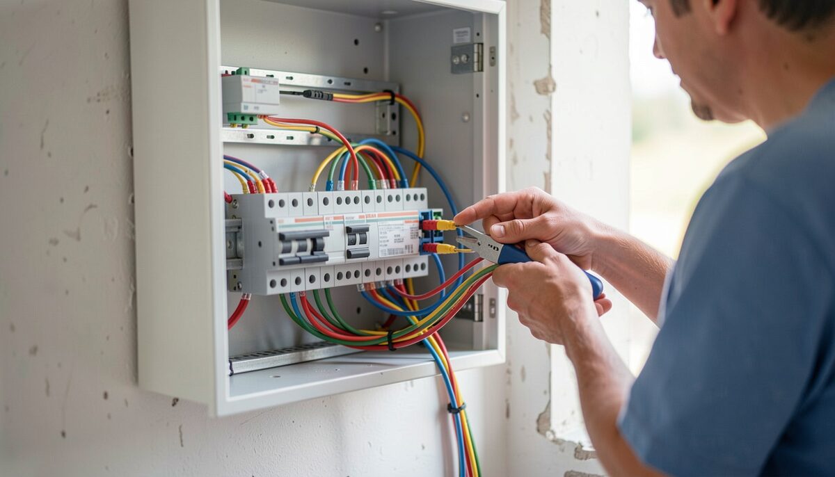 Tableaux, circuits, prises et points lumineux pour le neuf et les extensions, dimensionnés pour ce que la maison consomme vraiment.